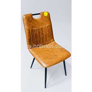 Silla PU moderna con marco de metal negro resistente